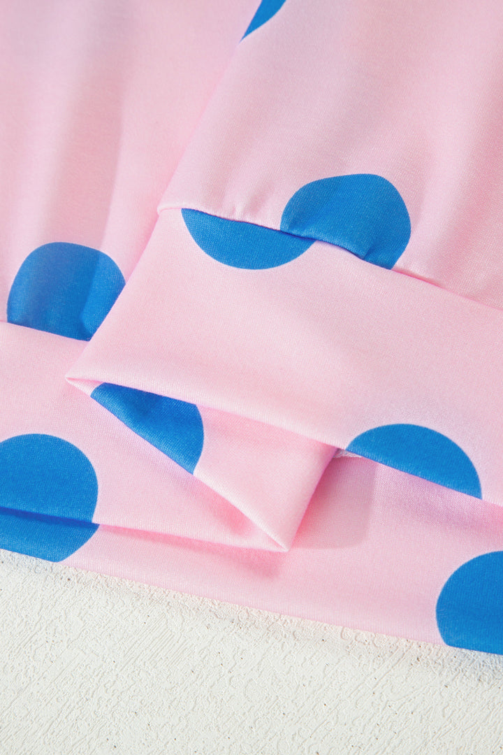 Polka Dot Print V Neck Tee Short Set