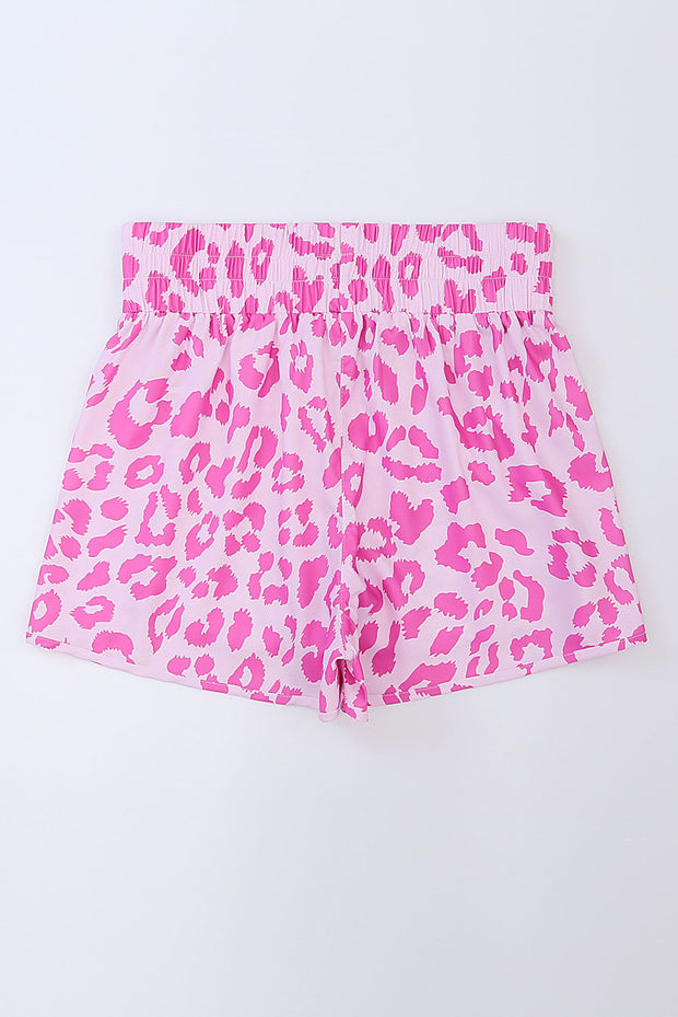 Leopard Elastic Waist Shorts -