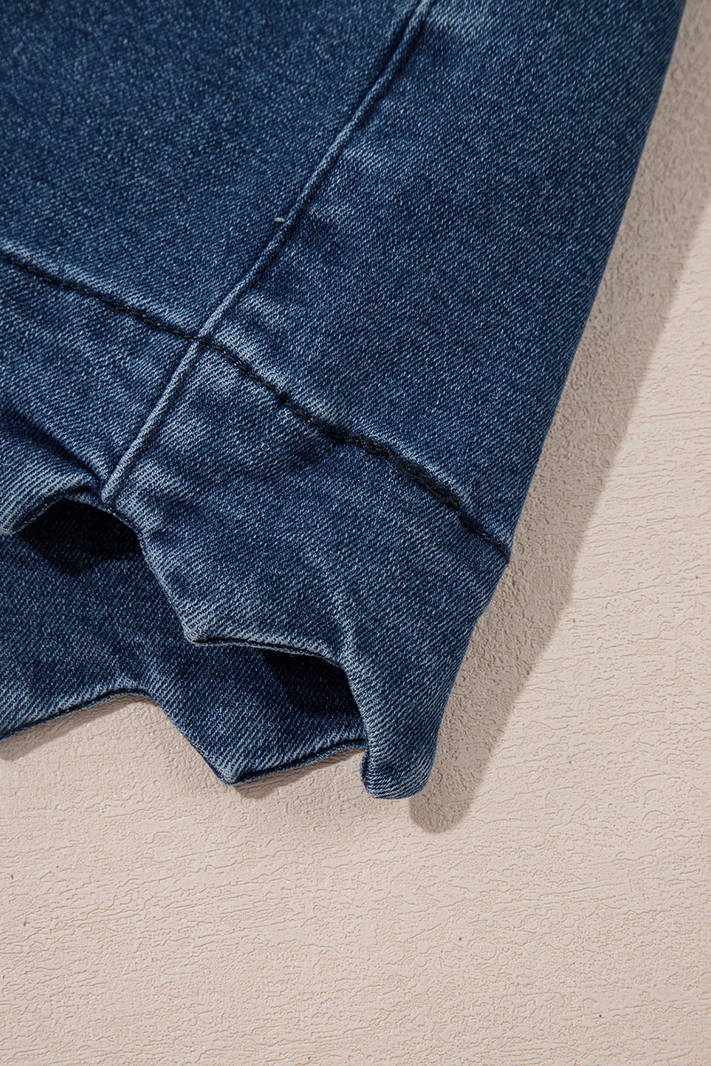 Sail Blue Scalloped Hemline Acid Wash High Waist Denim Shorts