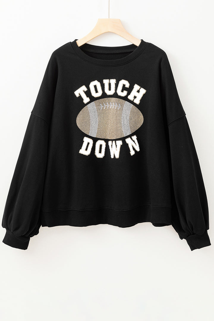 TOUCH DOWN Football Graphic Pullover Sweatshirt