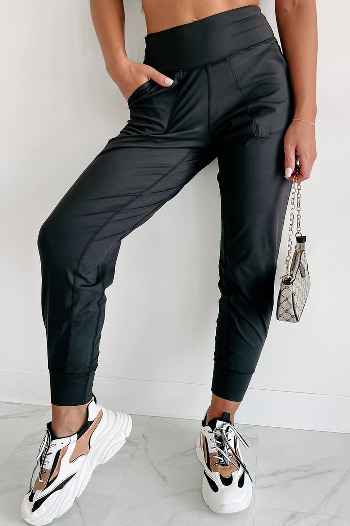 Exposed Seam High Waist Pocketed Joggers