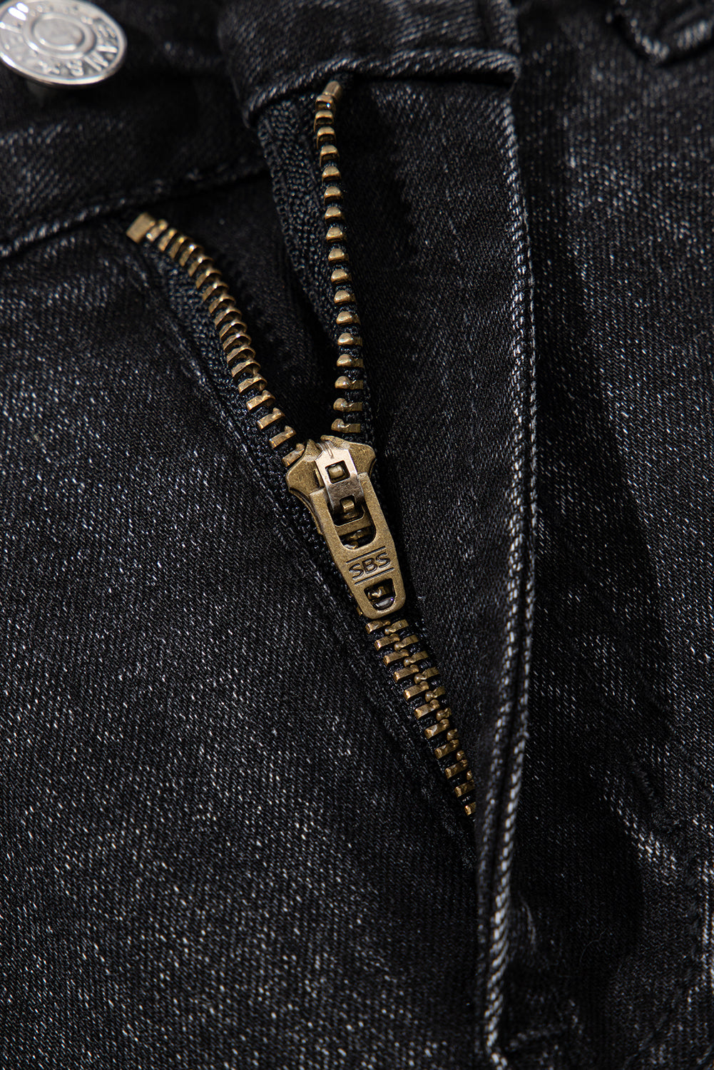 Carbon Grey Mineral Wash Ripped Raw Hem Denim Mini Skirt