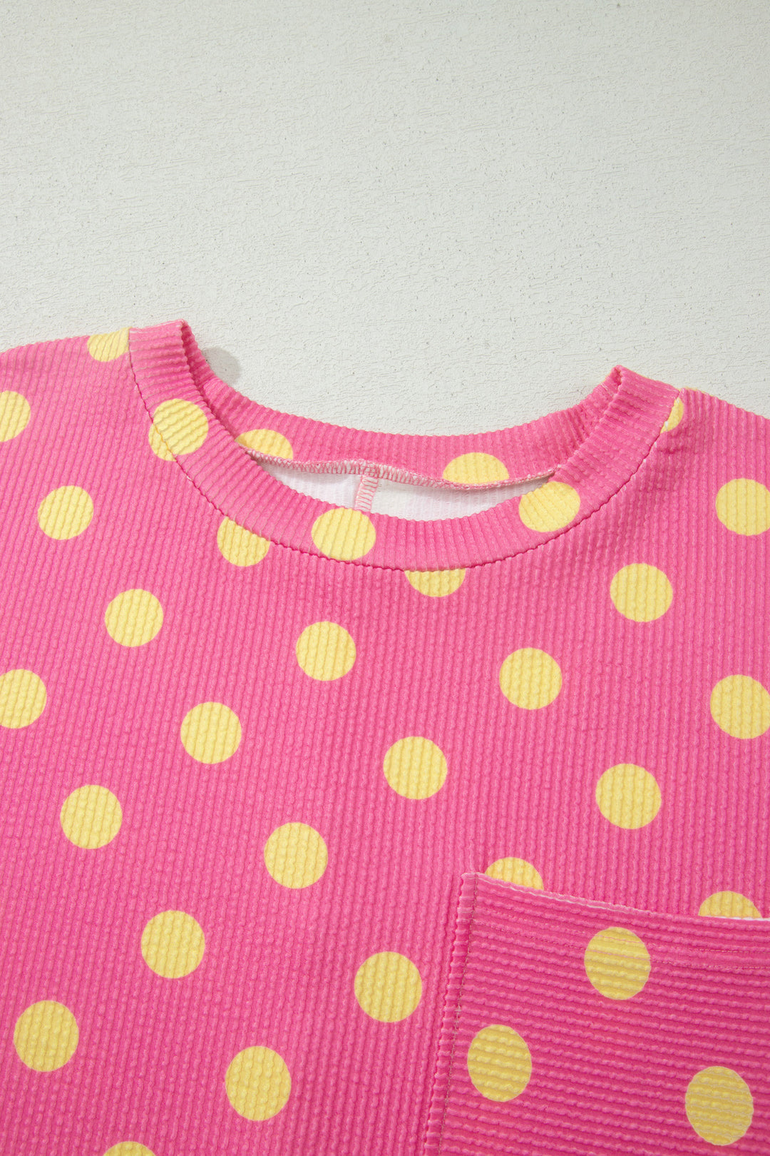 Twisted Rib Polka Dot Print Plus Size T Shirt
