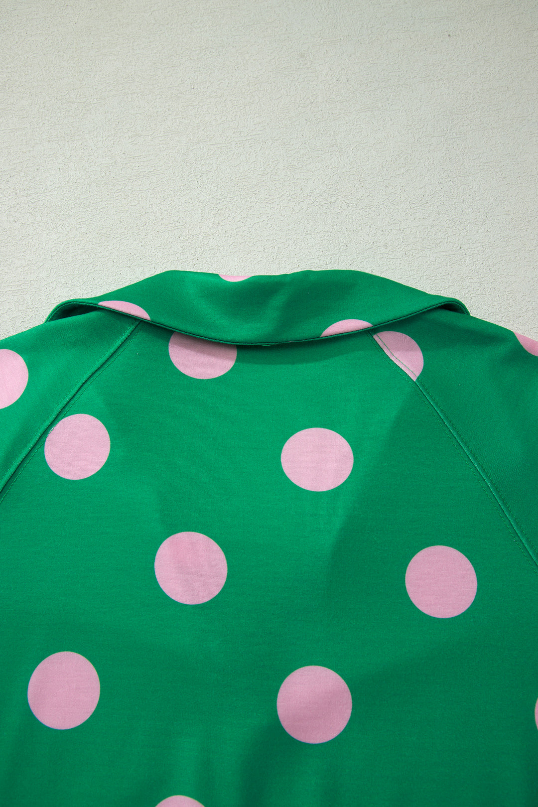 Polka Dot Print V Neck Tee Short Set