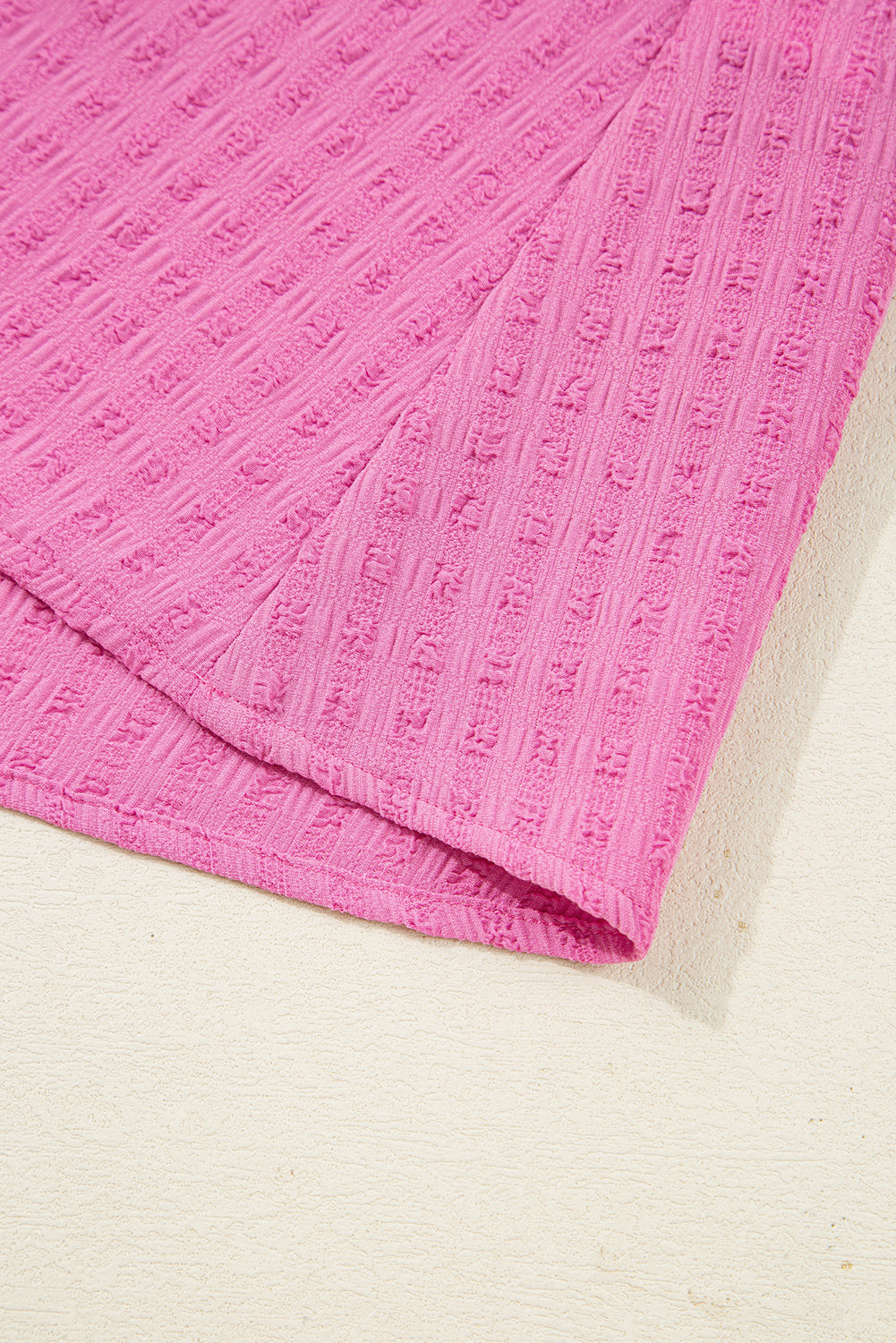 Sachet Pink Plus Size Textured Tie Split Neck Puff Sleeve Flowy Mini Dress