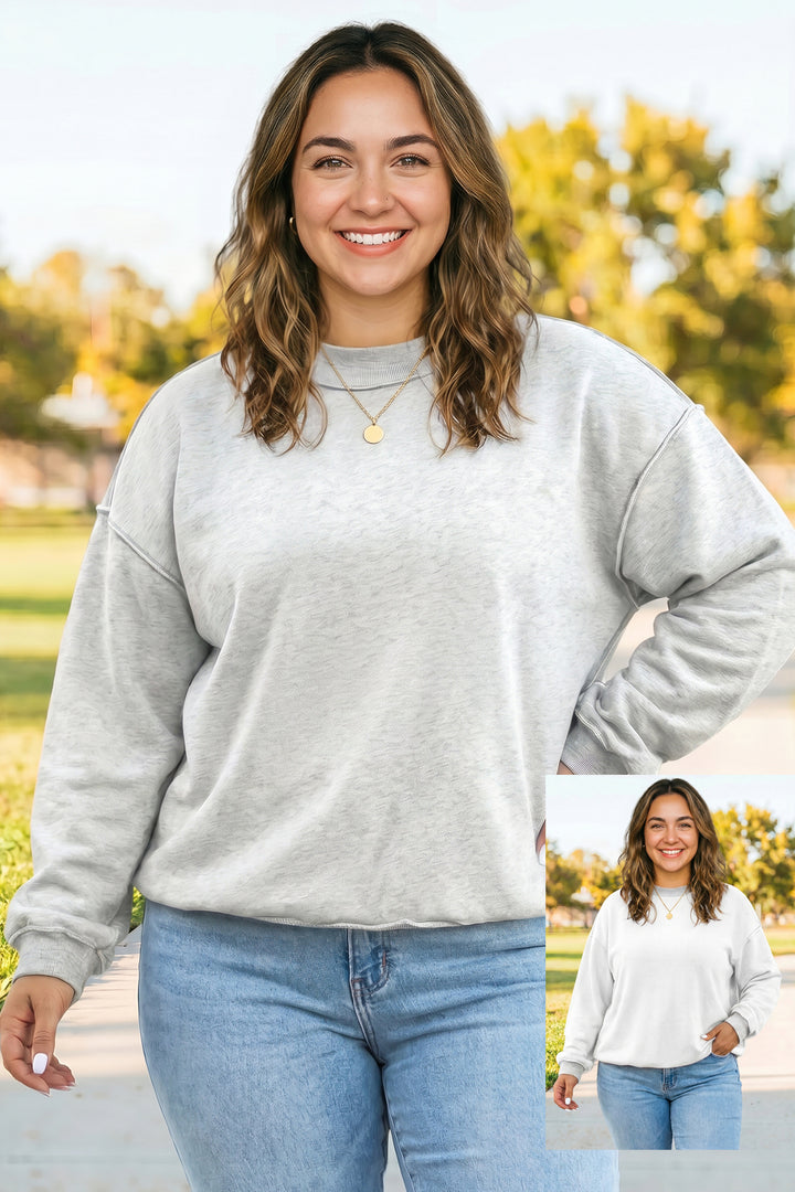 Exposed Seam Detail Reversible Double Wear Plus Size Sweatshirt