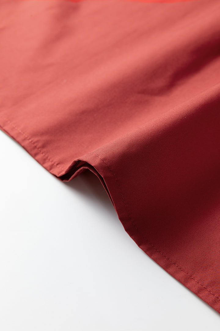 Clay Contrast Trim Flutter Sleeve V Neck Blouse