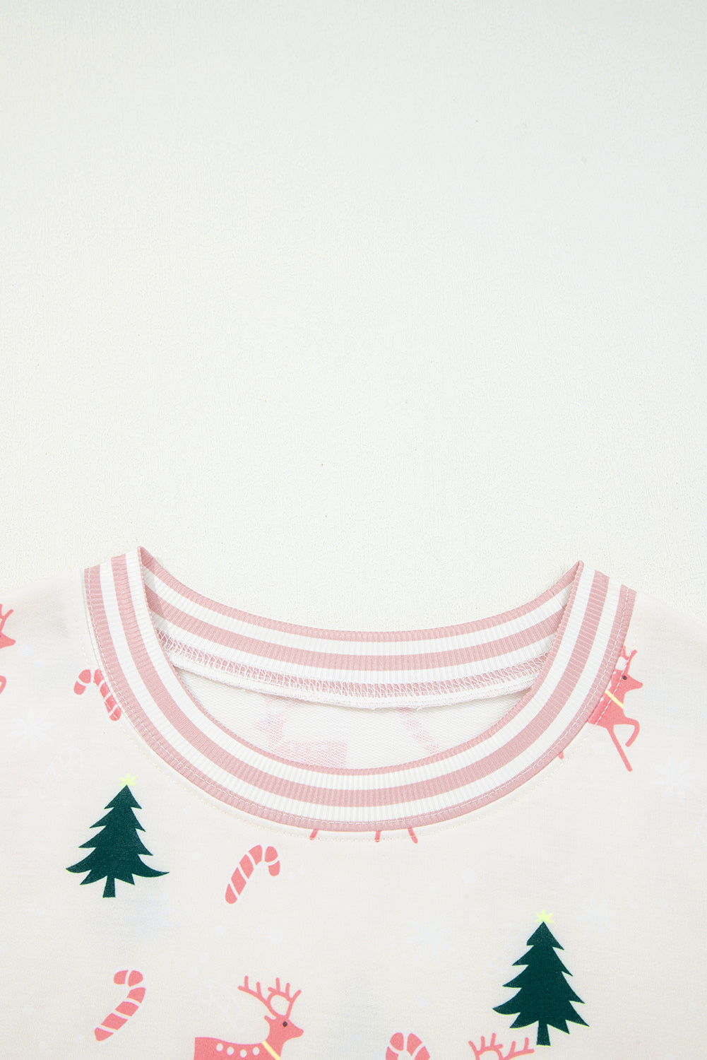 Christmas Tree Print Contrast Striped Banding 2pcs Lounge Set