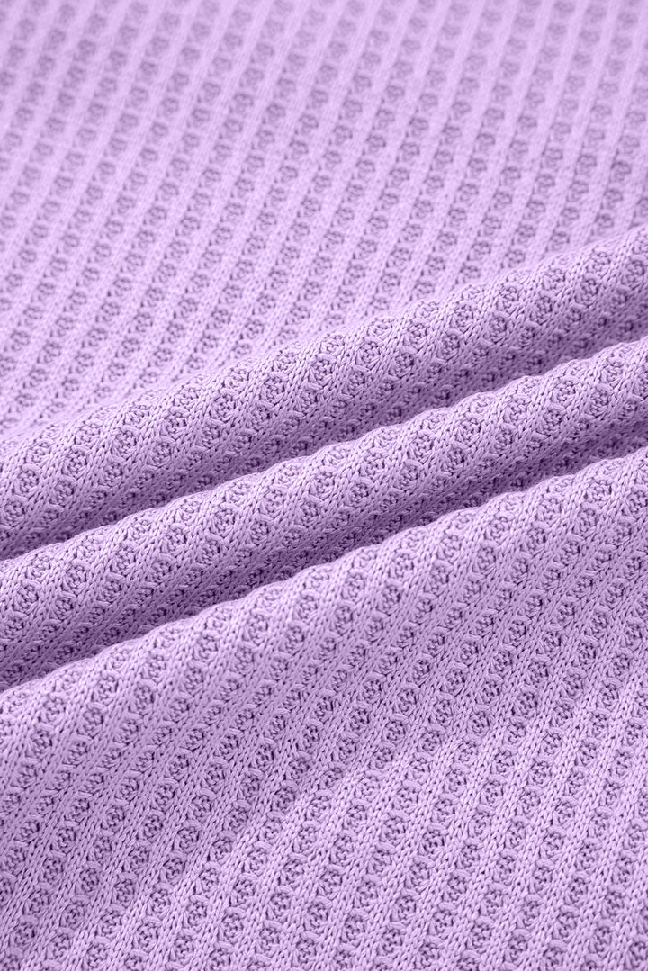 Phalaenopsis Thermal Knit Contrast Textured Patchwork Long Sleeve Top