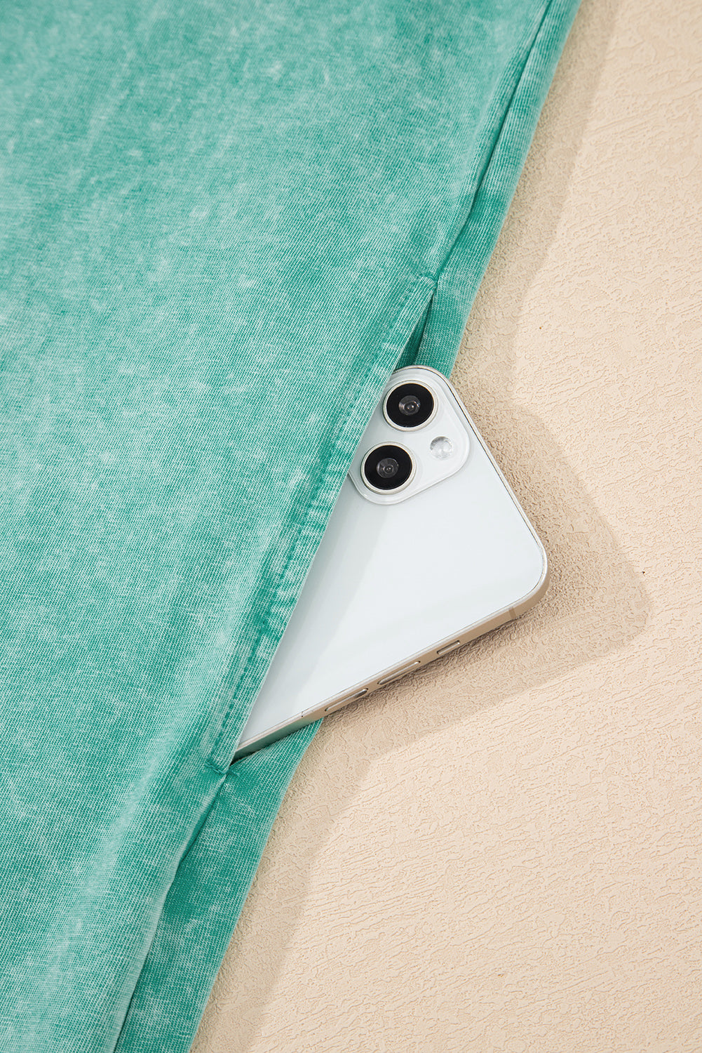 Sea Green Mineral Wash Tank Mini Dress with Pockets