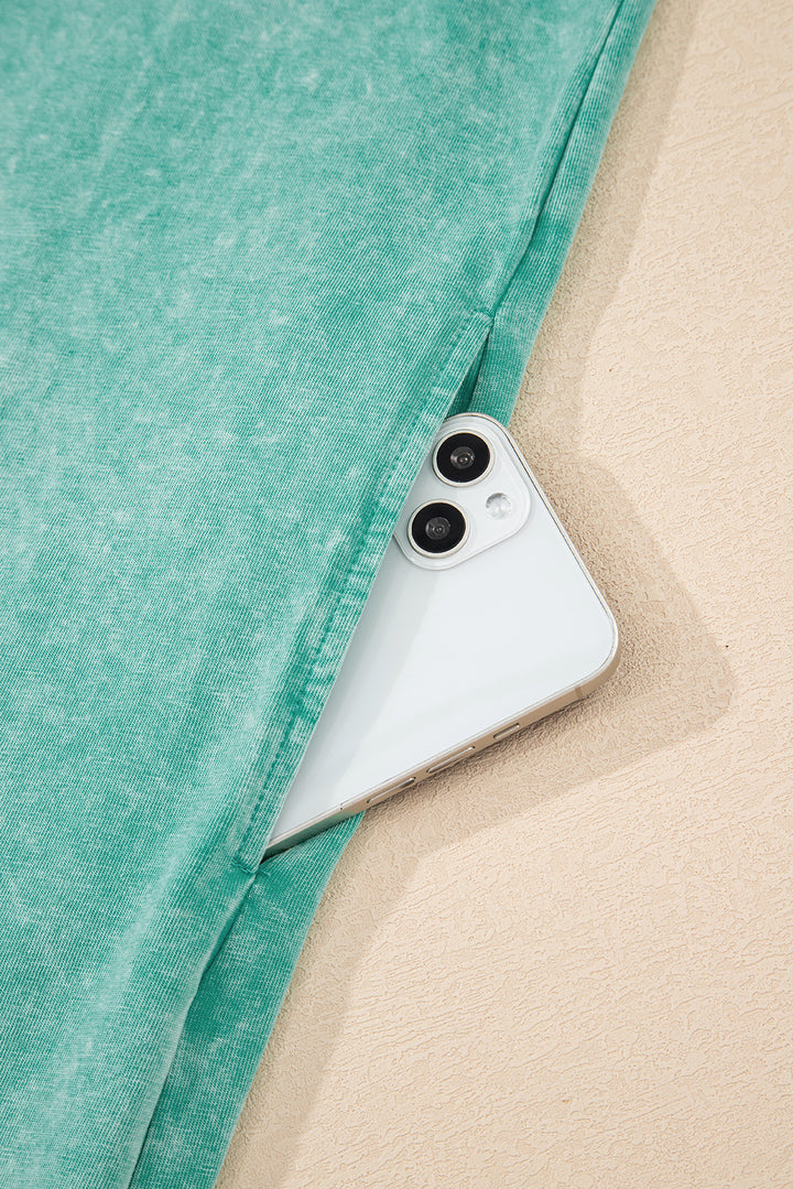 Sea Green Mineral Wash Tank Mini Dress with Pockets