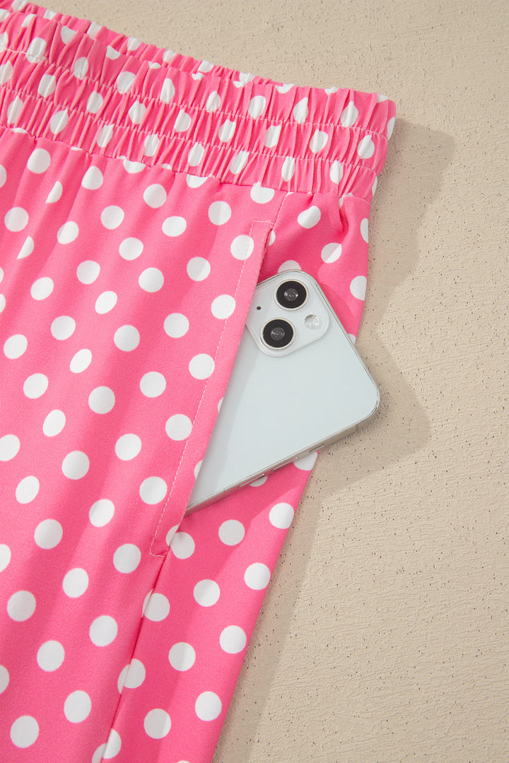 Polka Dot Print Slim Tank Loose Pants 2pcs Outfit