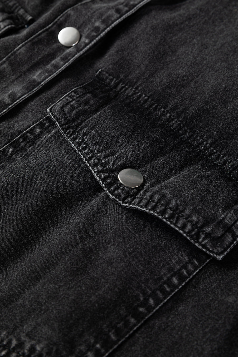 Medium Grey Beau Chest Pocket Raw Hem Denim Loose Shirt Dress