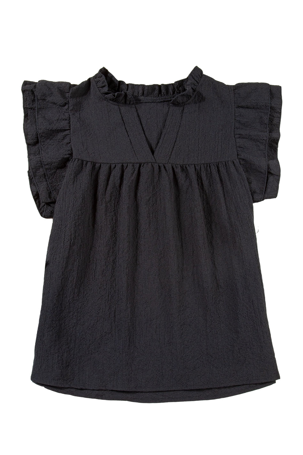 Basic Textured Tiered Ruffle Sleeve Blouse for Women