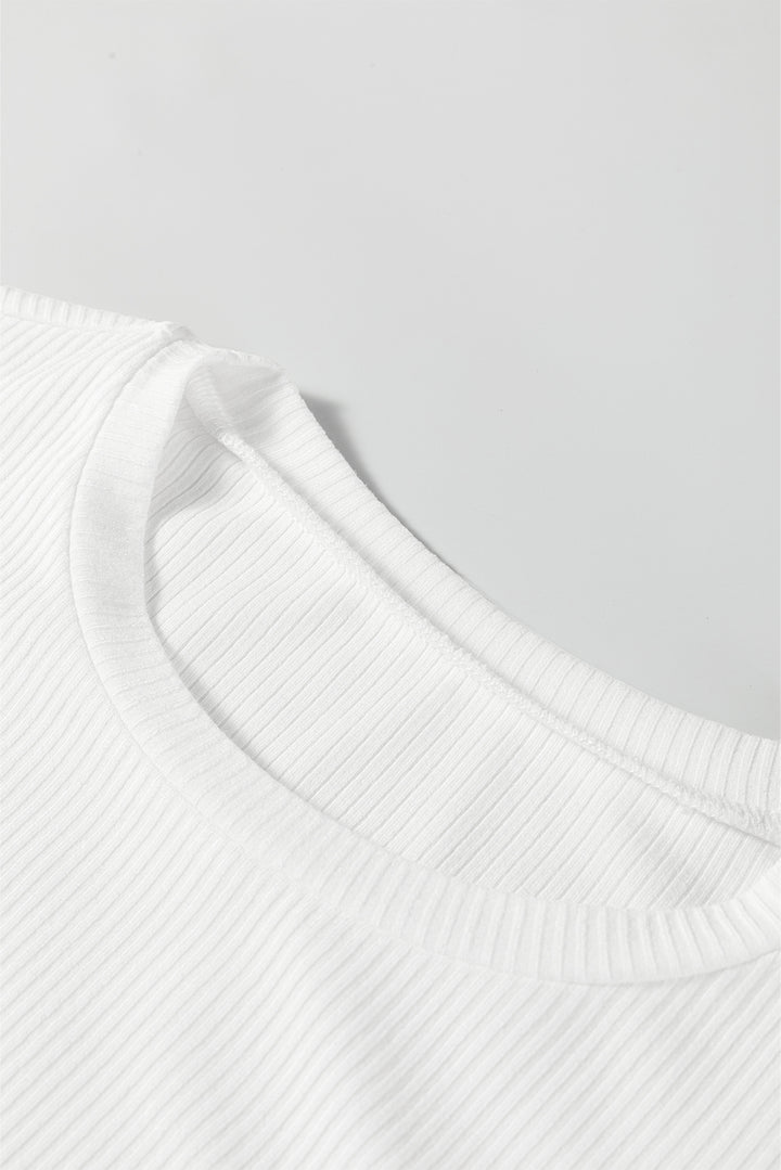 Ribbed Long Sleeve Crew Neck Solid Color Bodysuit