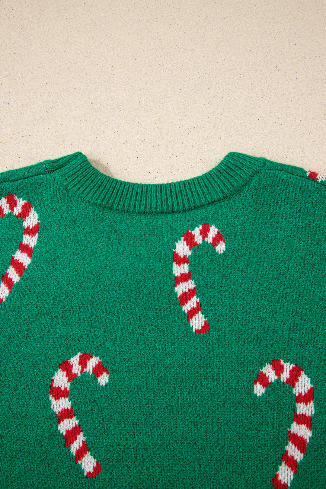 Christmas Candy Cane Holiday Drop Shoulder Sweater