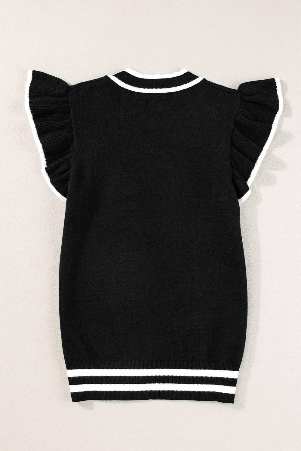 a black sweater with a white stripe on the bottom of it