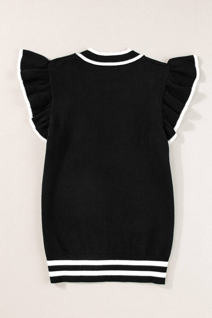 a black sweater with a white stripe on the bottom of it