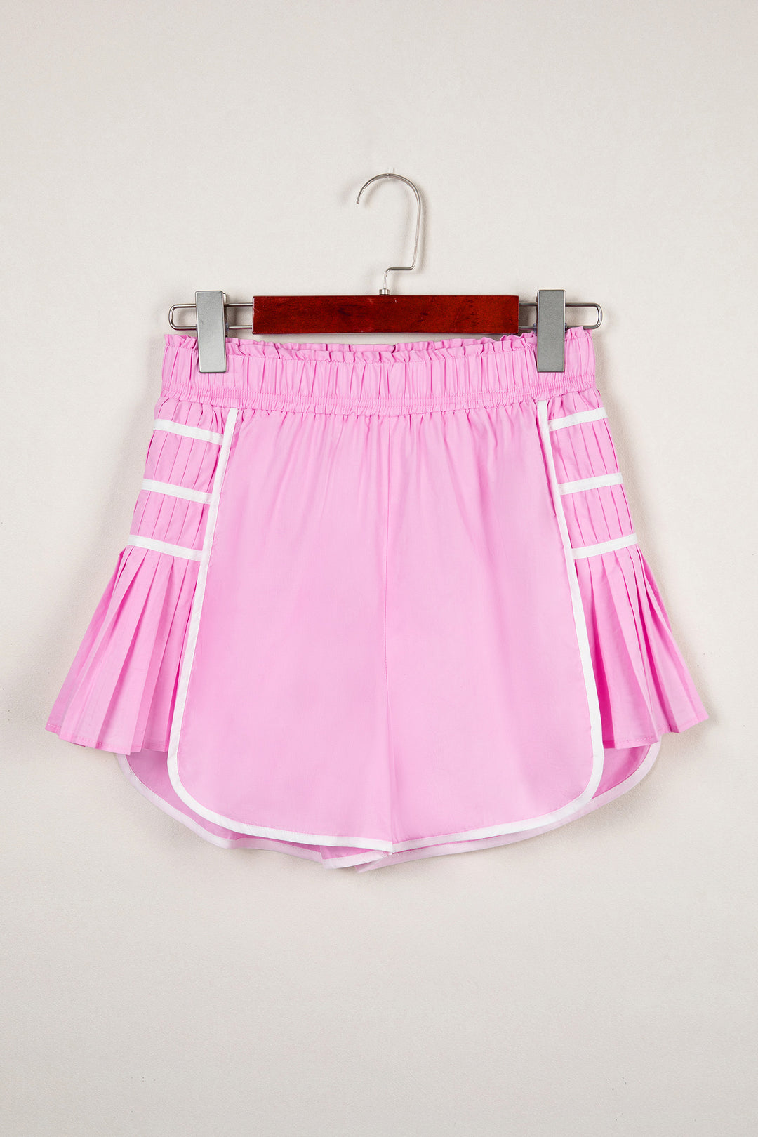 Bonbon Contrast Trim Pleated Casual Active Shorts
