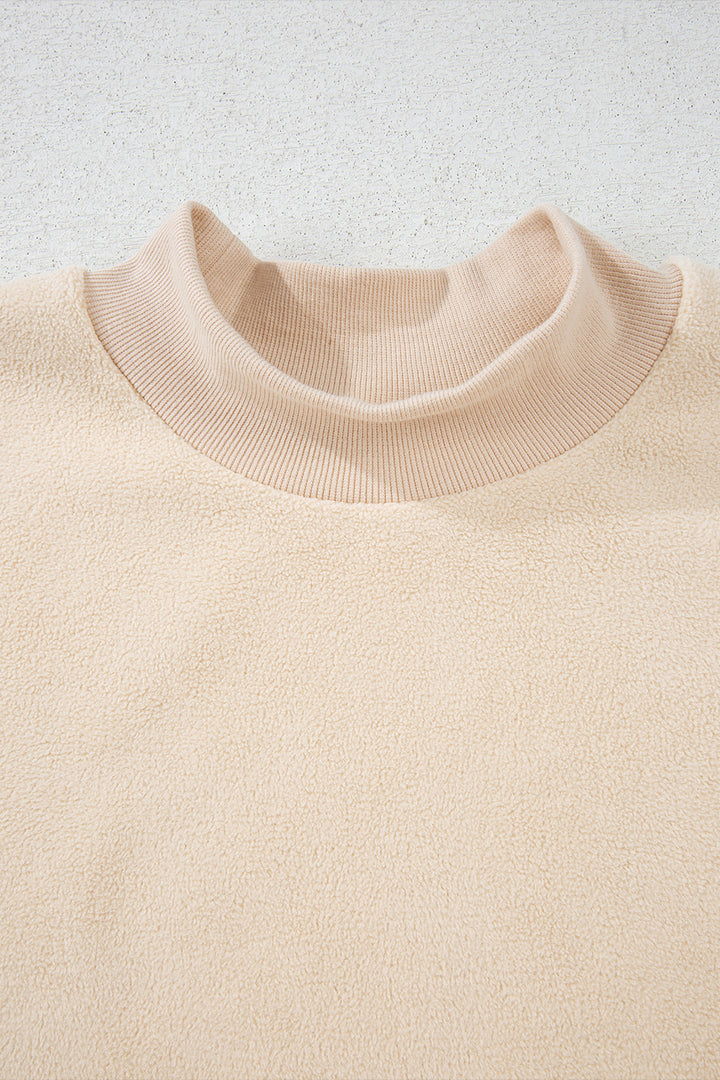 Oversize Drop Shoulder Reversible Mock Neck Sweatshirt