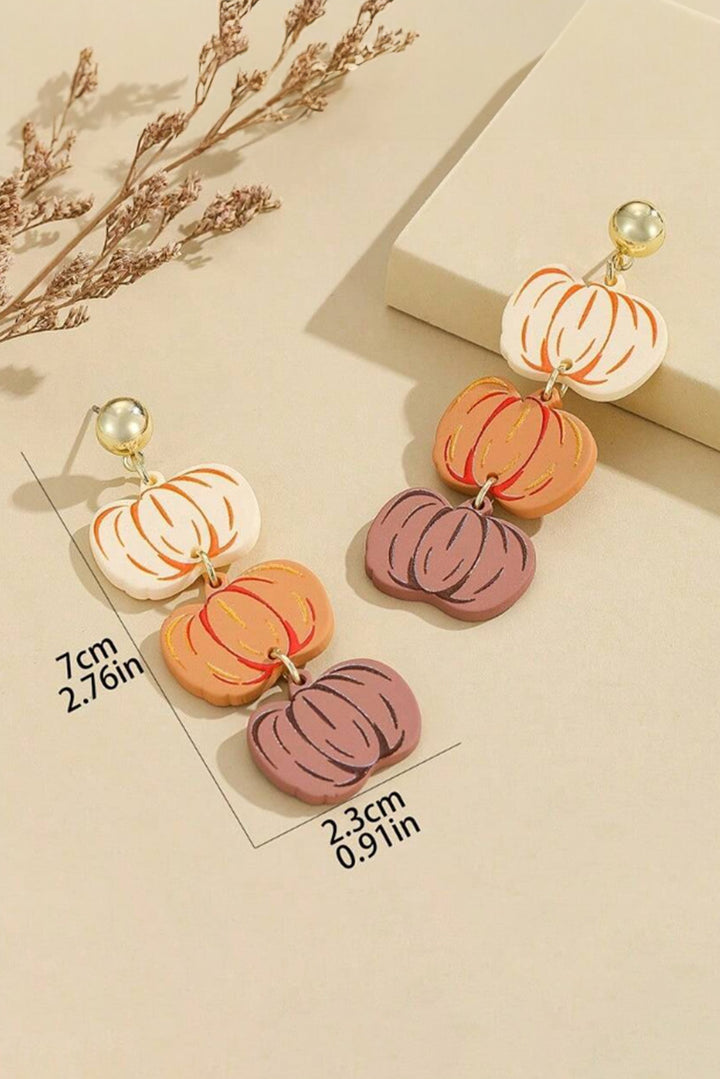Russet Orange Halloween Retro Pumpkin Dangle Earrings