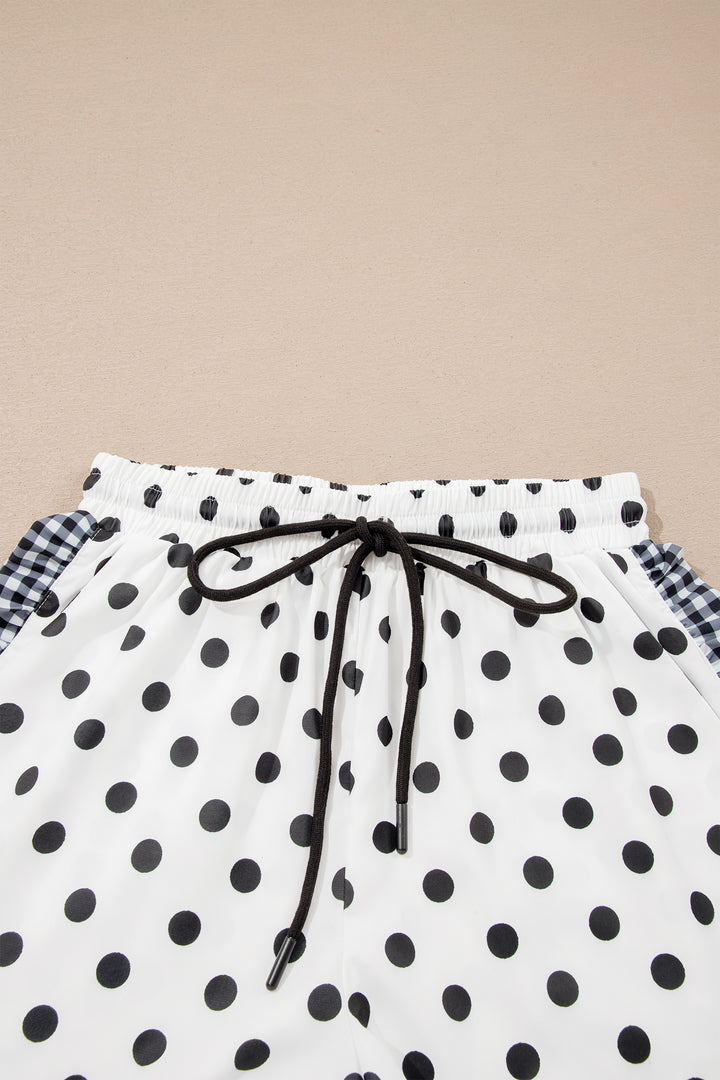 Polka Dot Contrast Ruffle Trim Shorts
