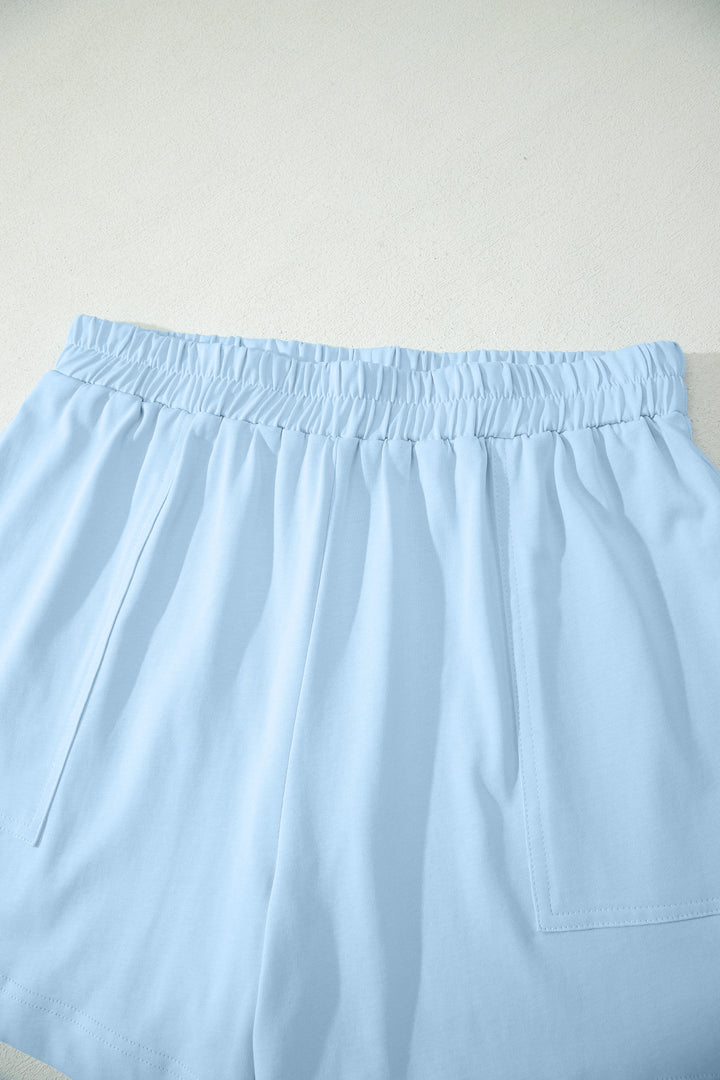Stitched Detail Loose Tank Top Cotton 2pcs Short Set