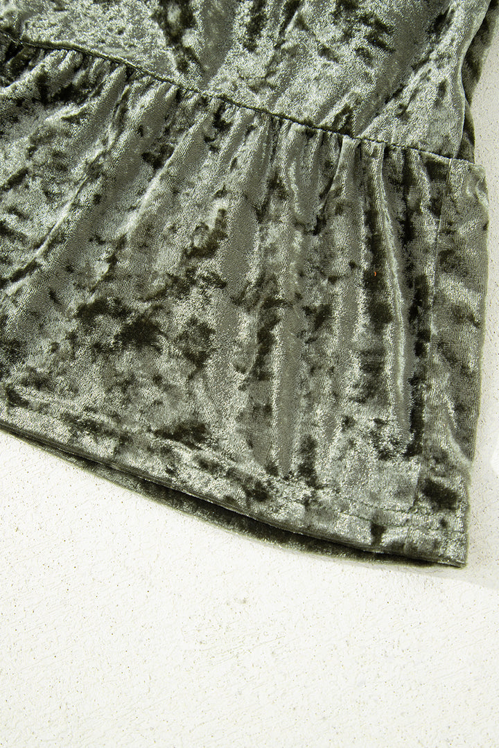 Plus Size Velvet Babydoll Mini Dress with Puff Sleeve