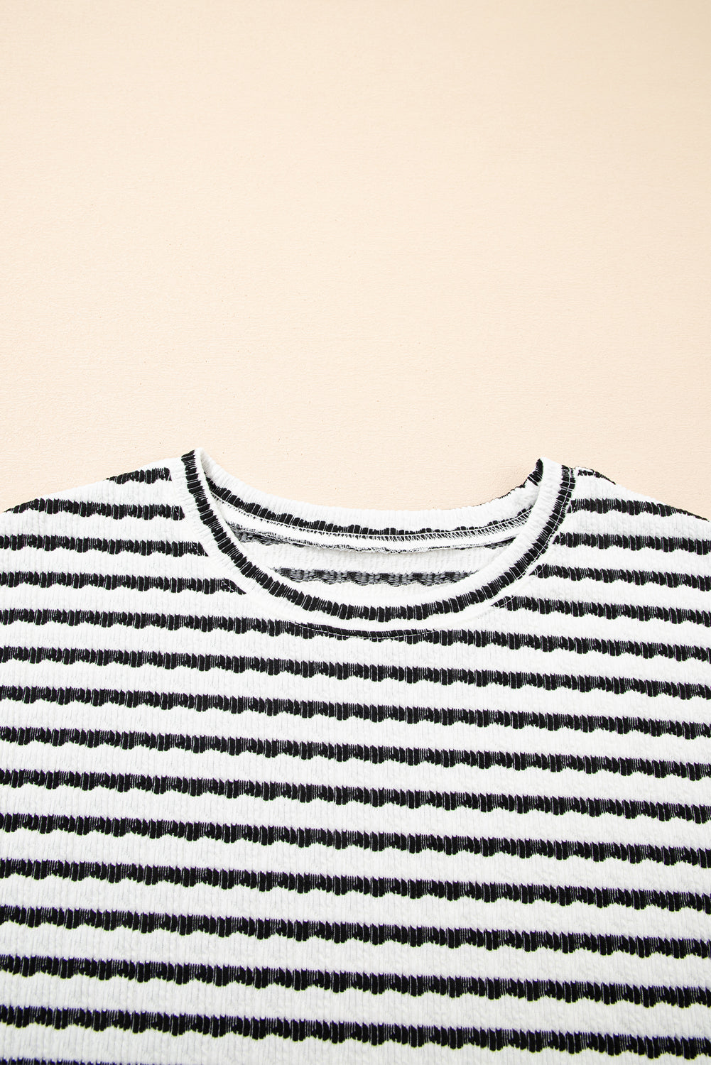 Stripe Knitted Short Sleeve Top and Drawstring Shorts Set