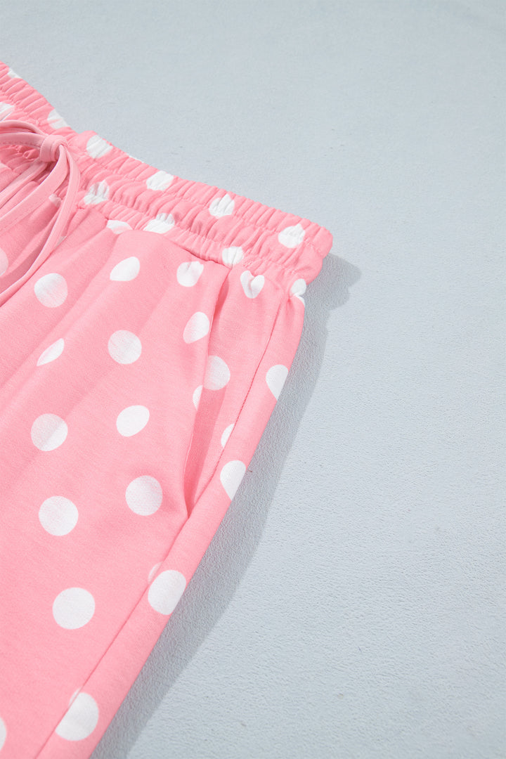 Polka Dot Oversized Top Drawstring Short Set