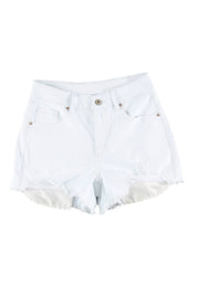 a pair of white shorts with fraying on the side