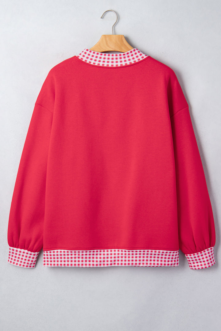 Colorblock Polka Dot Contrast Trim Oversized Sweatshirt