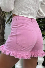 a close up of a person wearing pink shorts