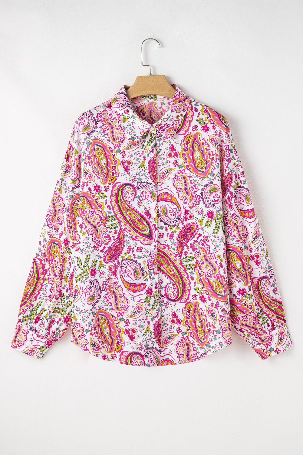 Pink Floral Paisley Print Boho Shirt