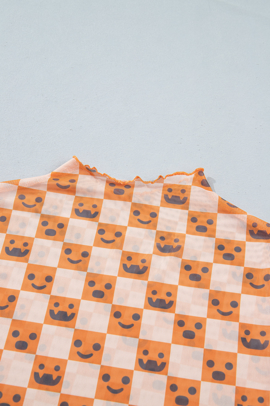 Orange Abstract Halloween Pattern Long Sleeve Stand Neck Shift Blouse