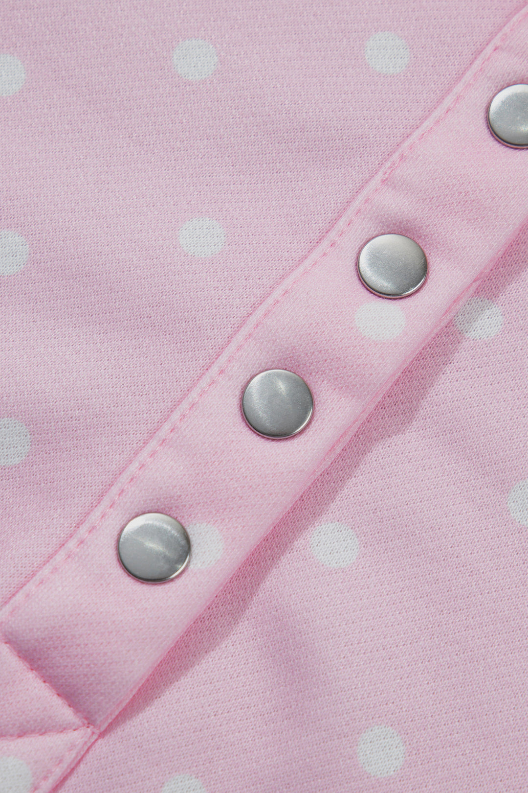Polka Dot Print Metal Button Collar Casual Pullover Sweatshirt