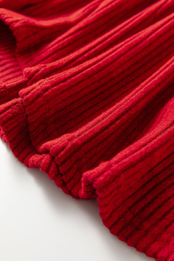 Ribbed Notched Neck Knit Long Sleeve Leggings Two Pieces Lounge Set