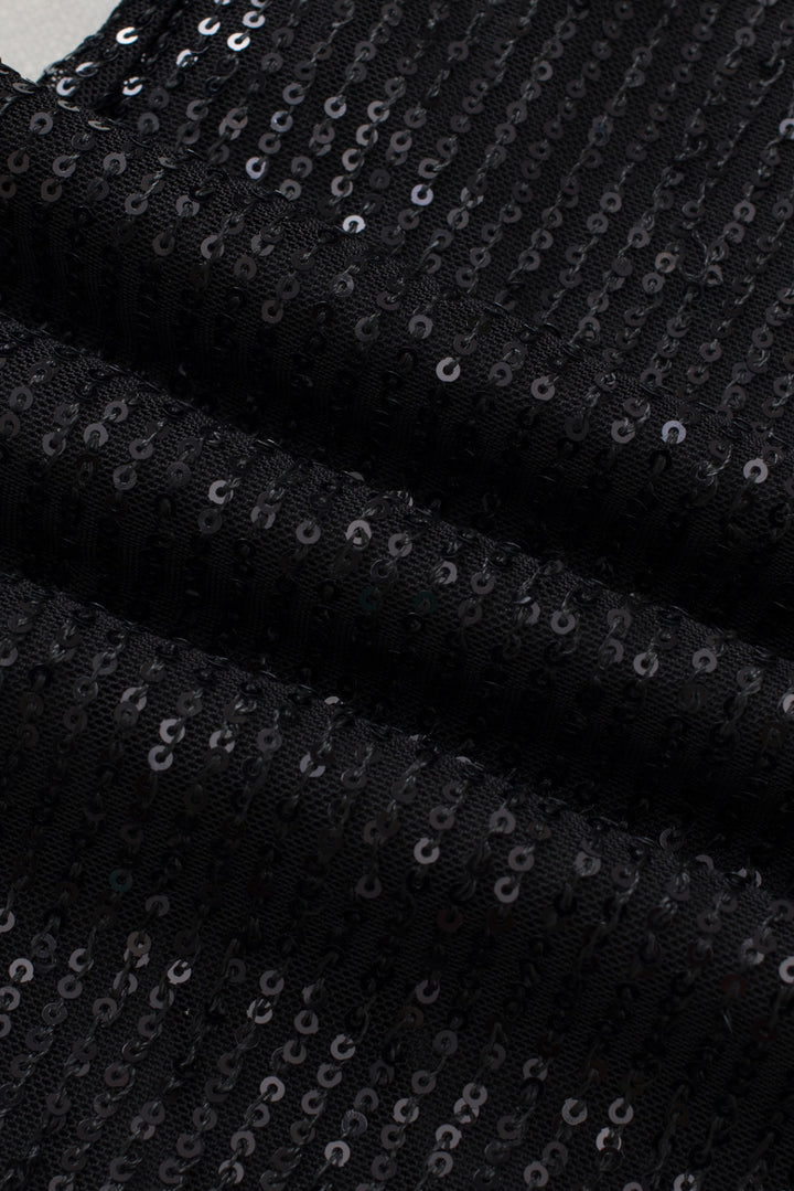 Black Sequin Wide Leg Pants