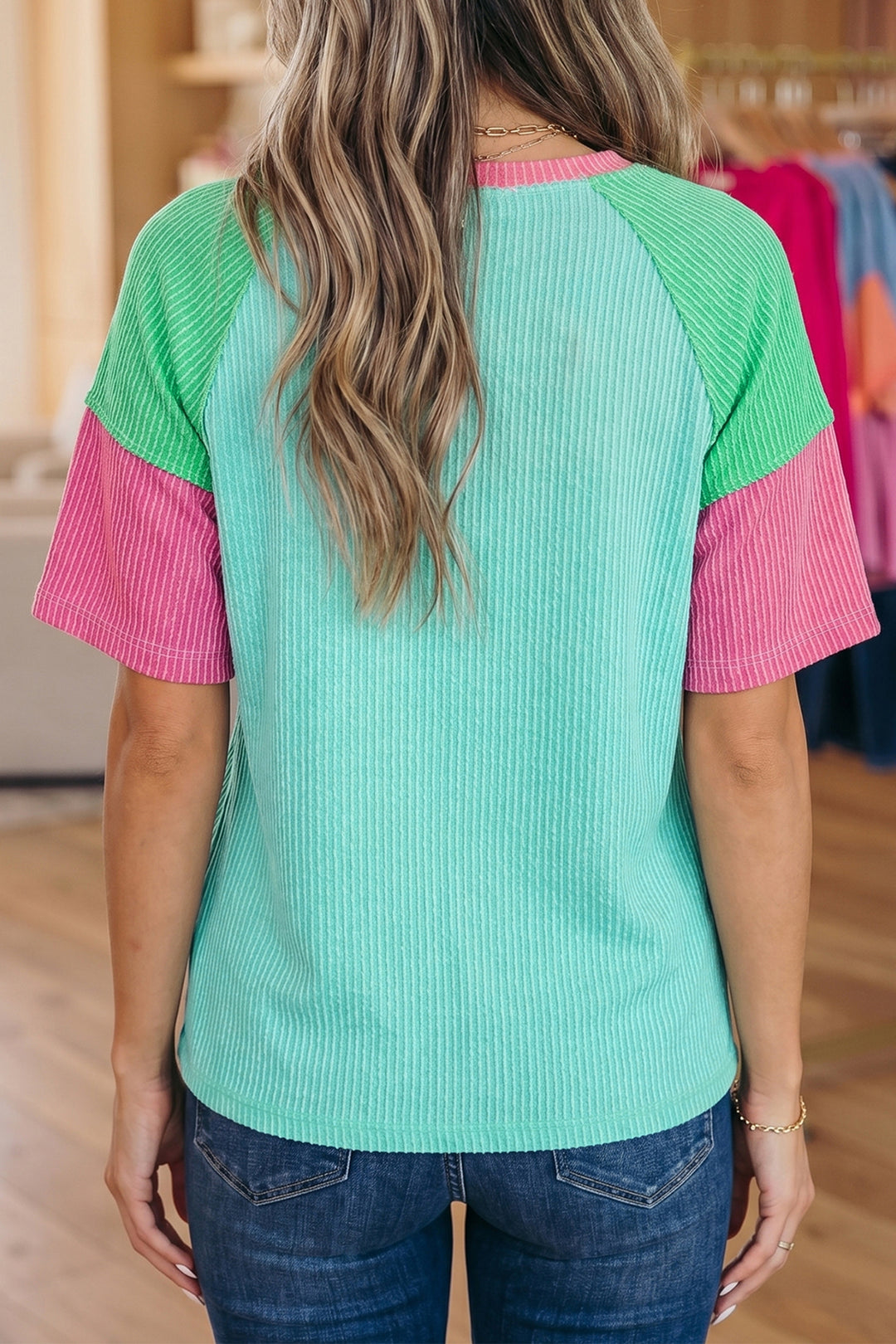Color Block Twisted Ribbed Tee