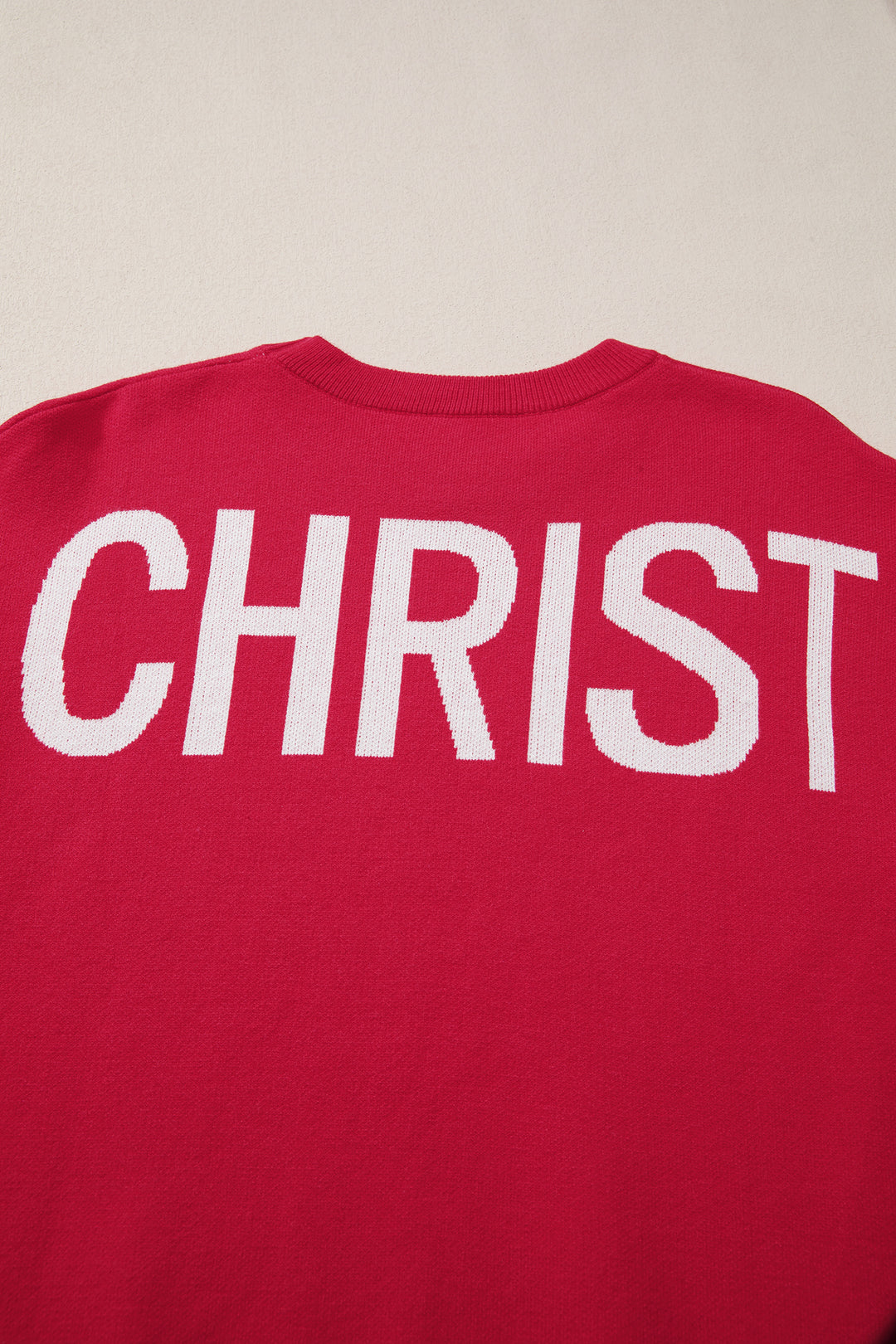 Blackish Green HO HO HO MERRY CHRISTMAS Drop Shoulder Loose Sweater