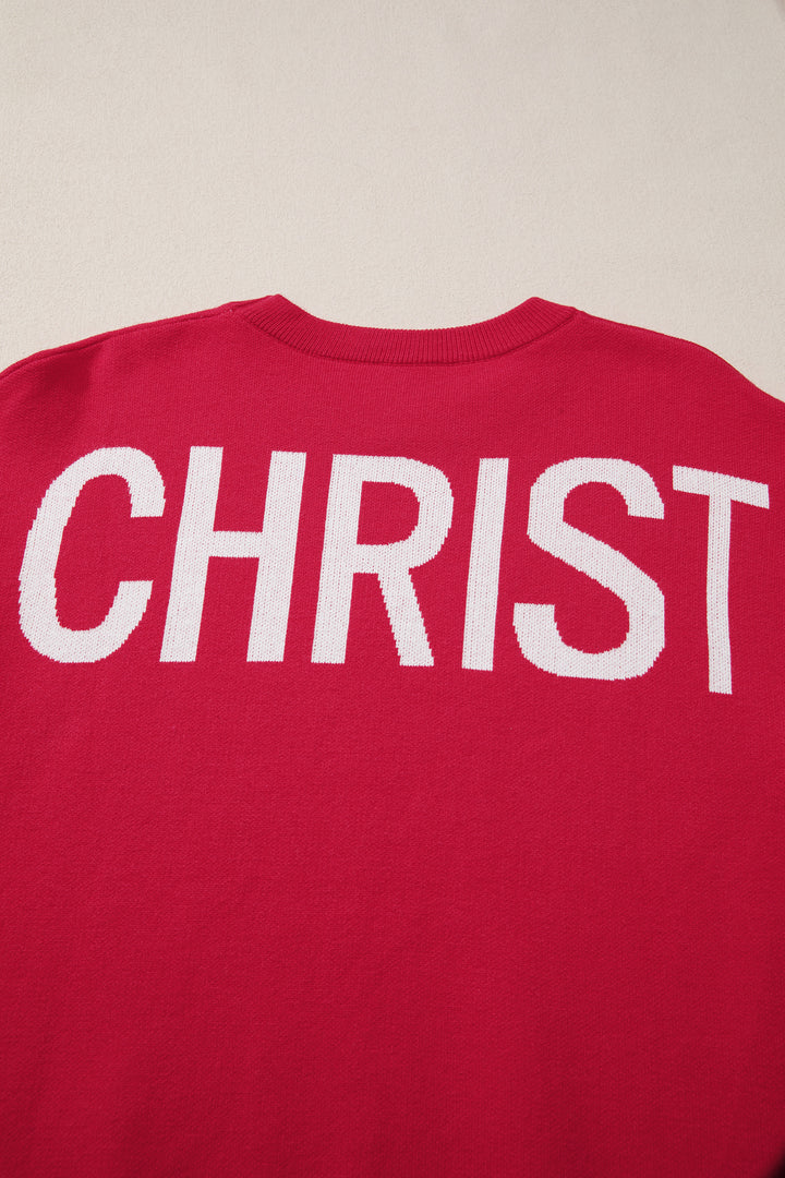 Blackish Green HO HO HO MERRY CHRISTMAS Drop Shoulder Loose Sweater