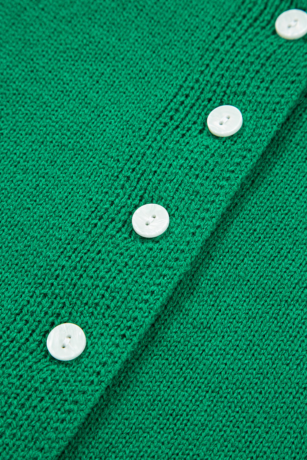 Bright Green Solid Color Knit Button Drop Shoulder Sweater Cardigan