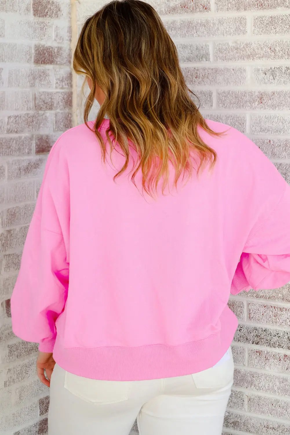 Pink Touch Down Football Embroidered Plus Size Sweatshirt