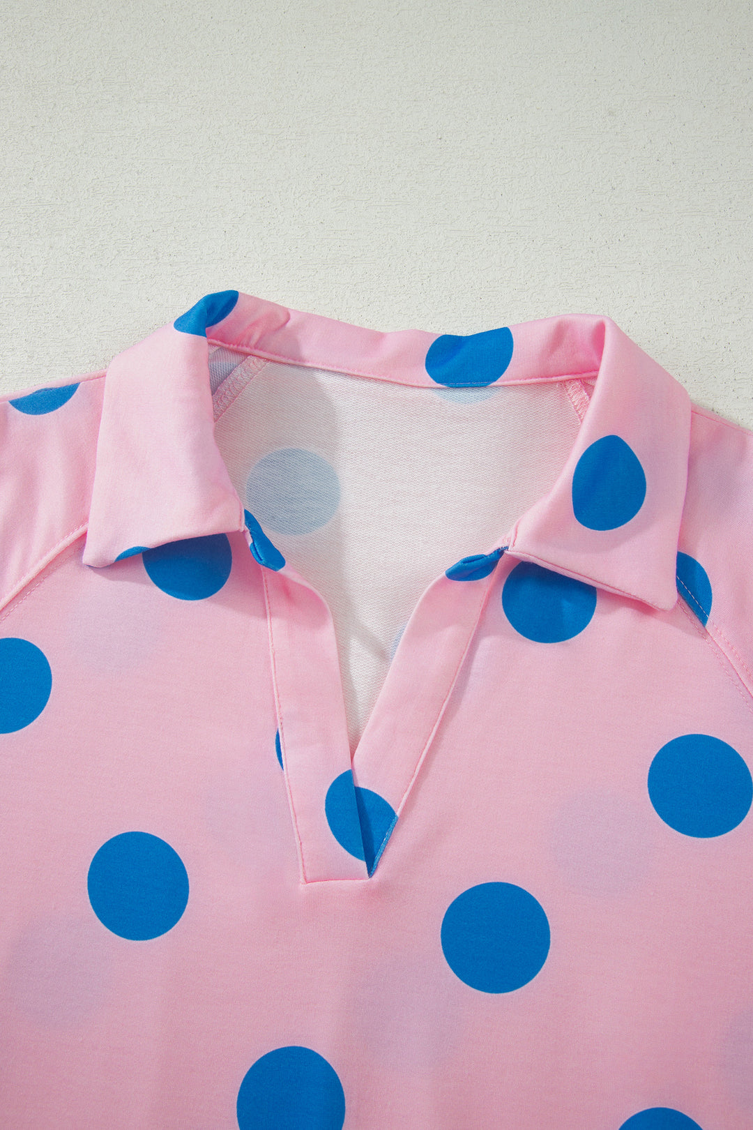 Polka Dot Print V Neck Tee Short Set