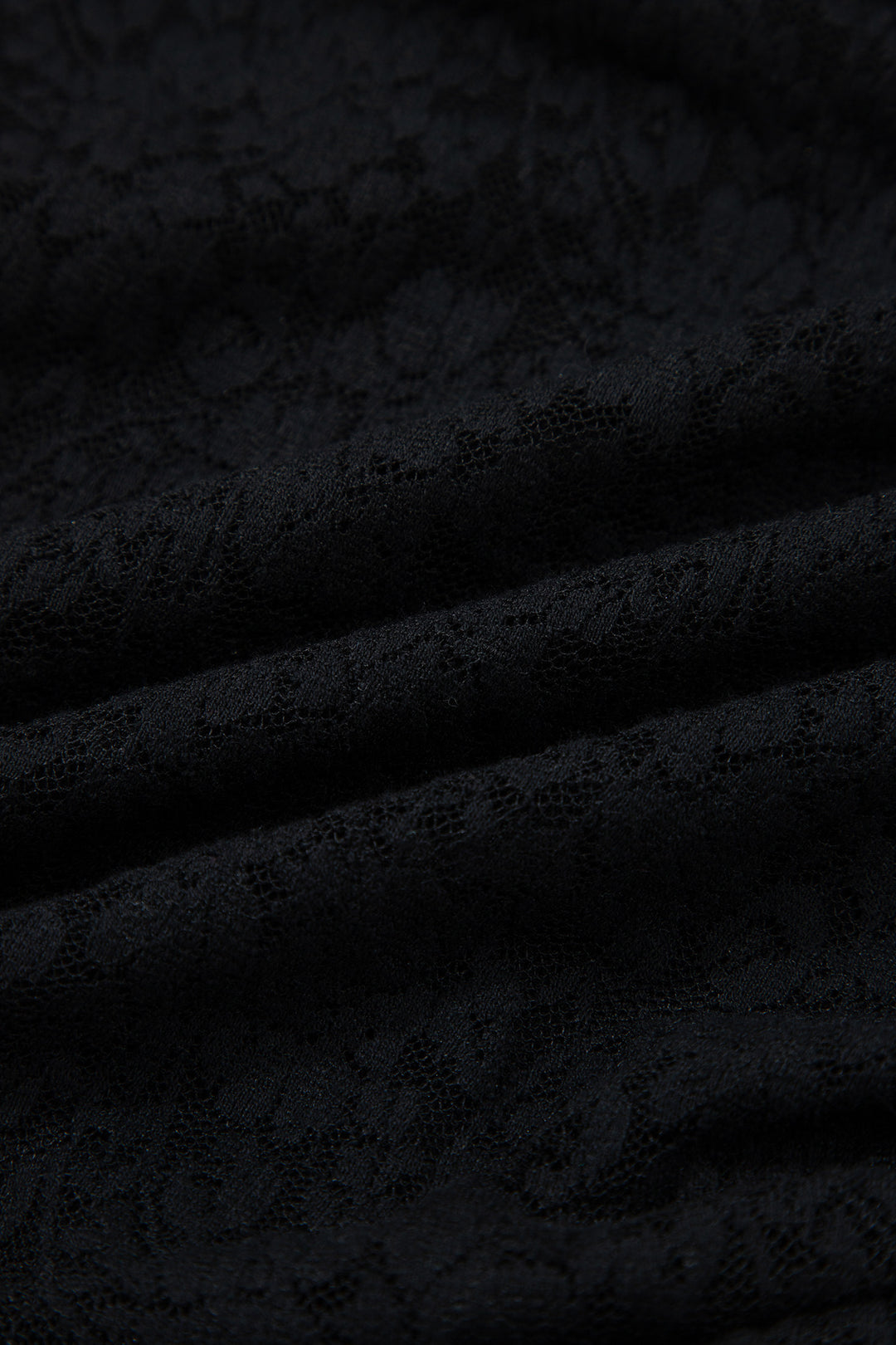 Black Floral Lace Off-shoulder Long Sleeve Slim Top