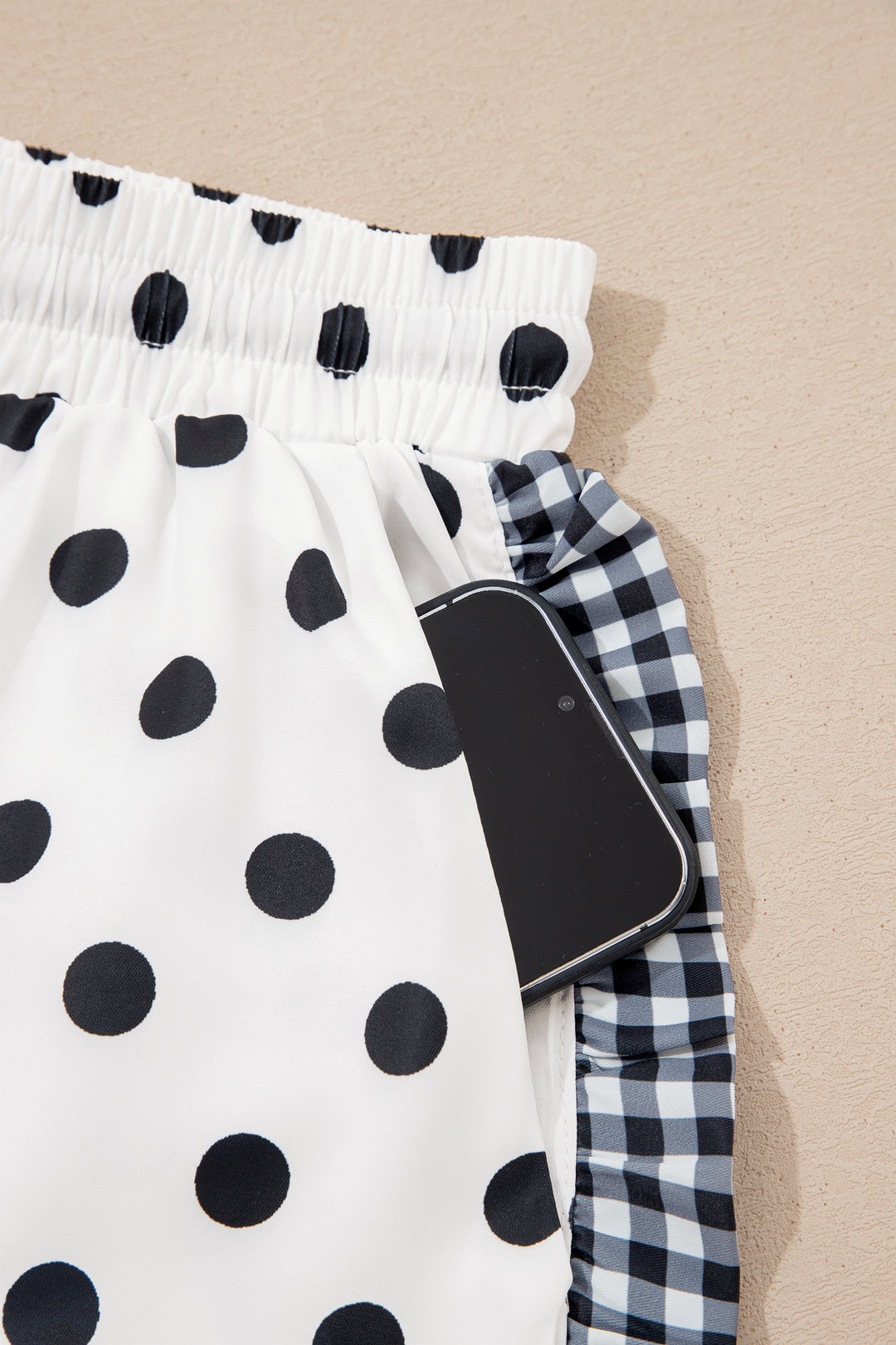 Polka Dot Contrast Ruffle Trim Shorts