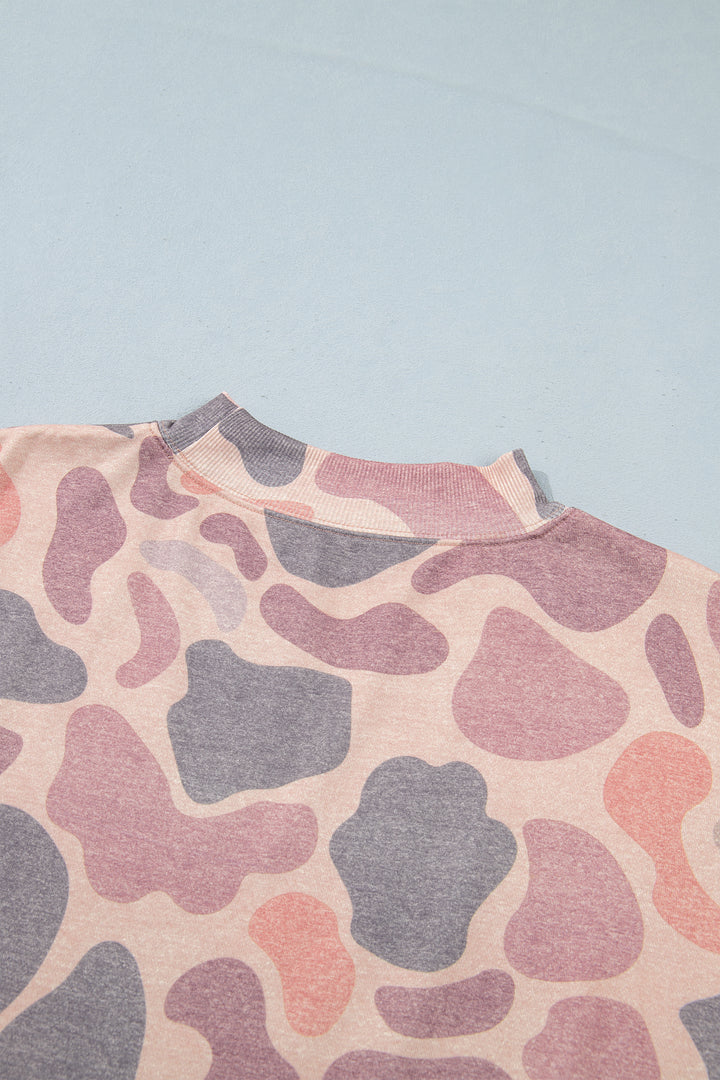 Multicolor Camo Print Howdy Western Style Pullover Sweatshirt