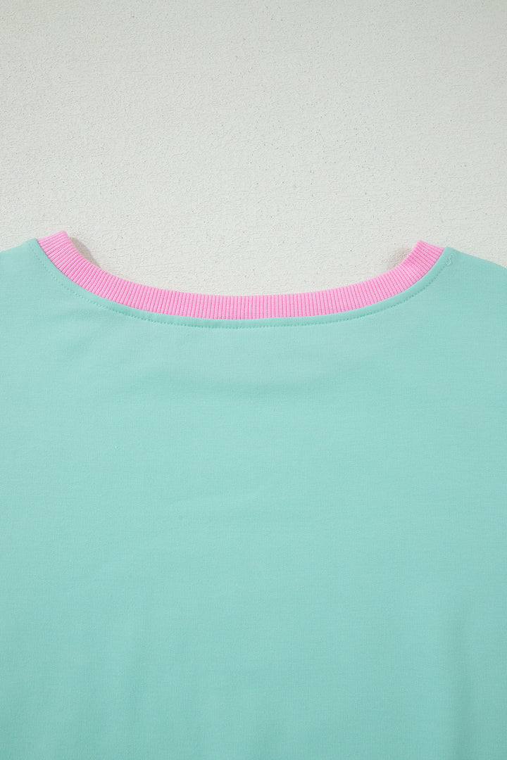 Colorblock Edge Drop Shoulder T Shirt and Skort 2Pcs Set