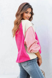 Colorblock Long Sleeve Pullover Fleece Sweatshirt -