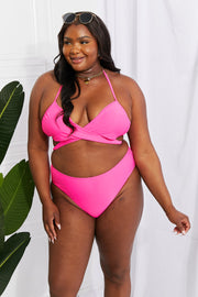 Marina West Swim Summer Splash Halter Bikini Set in Pink -